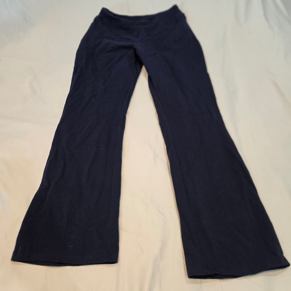 Ellos Yoga Pants Women M 14/16 Navy Blue Excellent Wide Leg Jersey Loungewear
